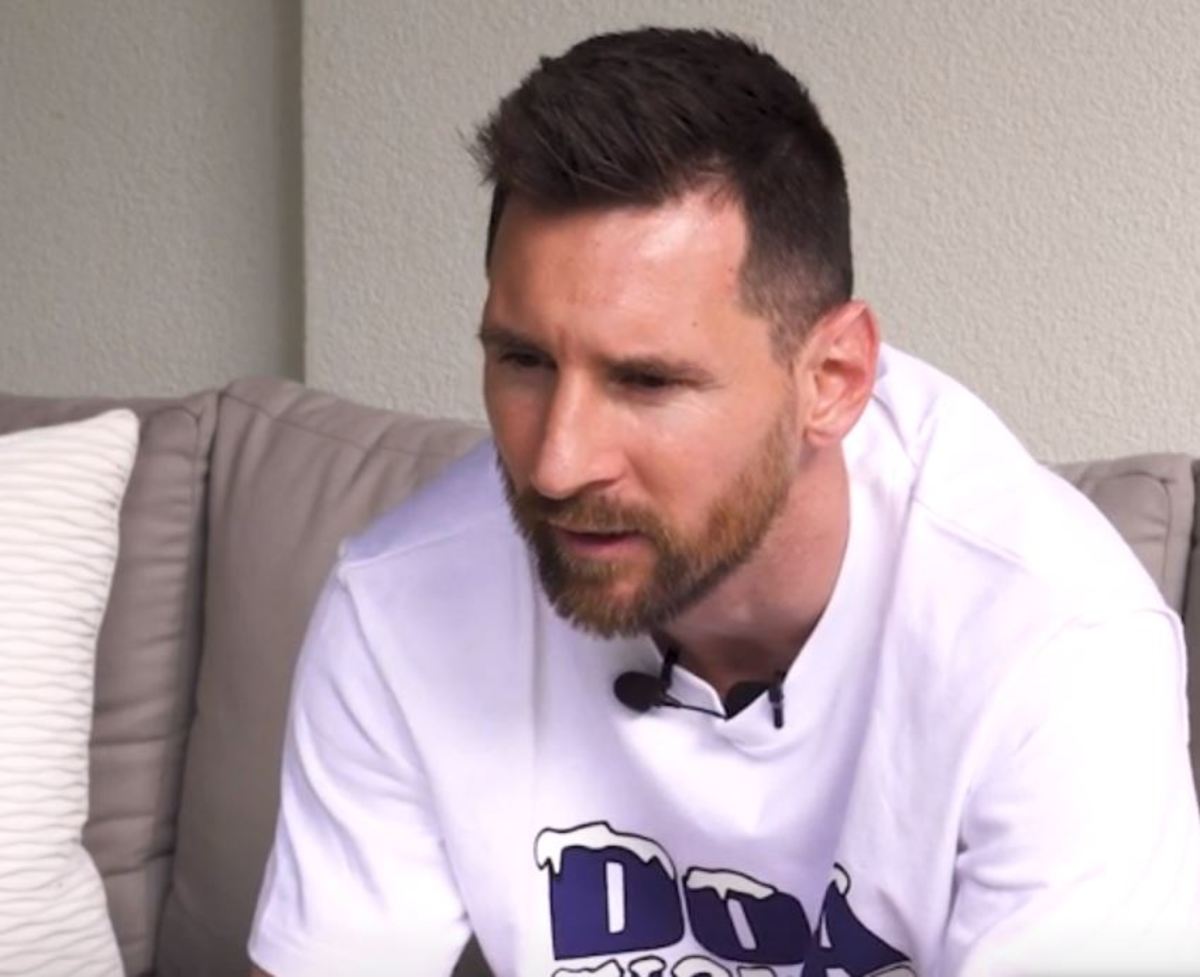 Lionel Messi pictured during a joint-interview with SPORT and Mundo Deportivo, in which he announced his 2023 transfer from PSG to Inter Miami