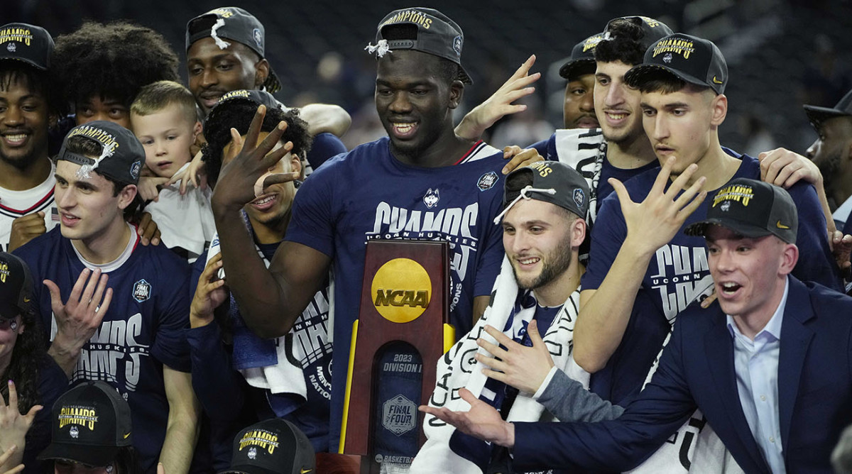 UConn Huskies celebrate NCAA men’s basketball tournament championship