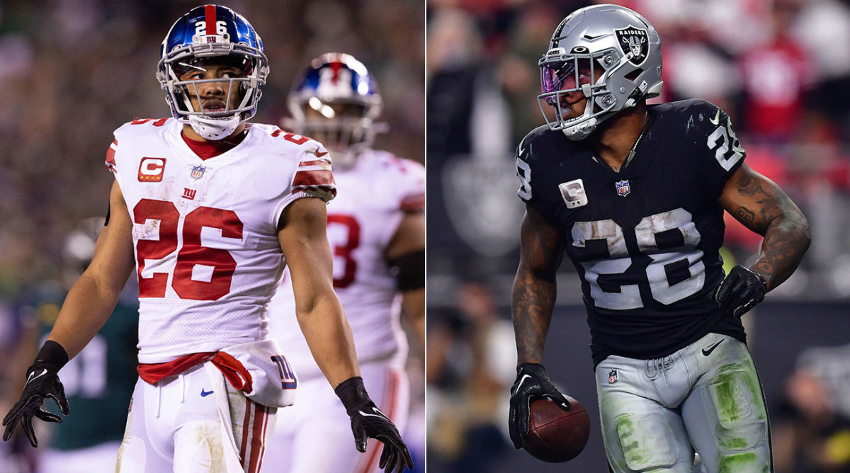 Saquon Barkley and Josh Jacobs are in contract disputes with the Giants and Raiders after being given the franchise tag.