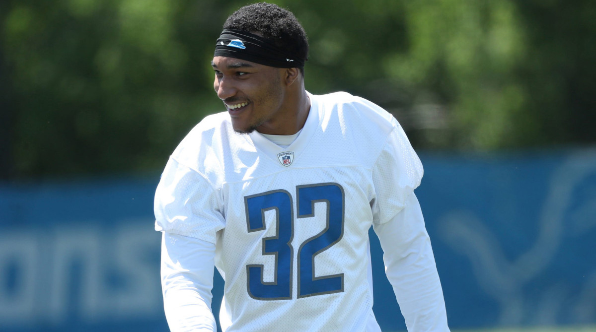 Lions defensive back Brian Branch walks off the field after OTAs.