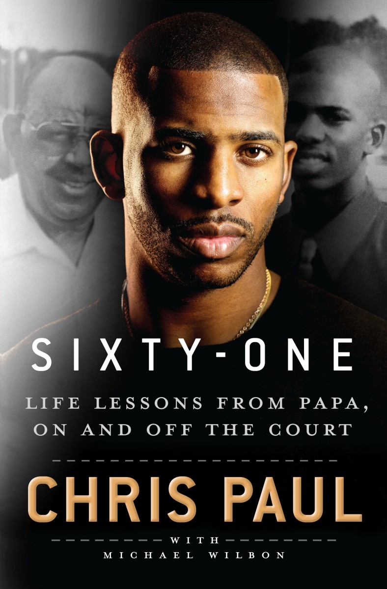 NBA point guard Chris Paul poses on the cover of his book, titled Sixty-One: Life Lessons from Papa, On and Off the Court.