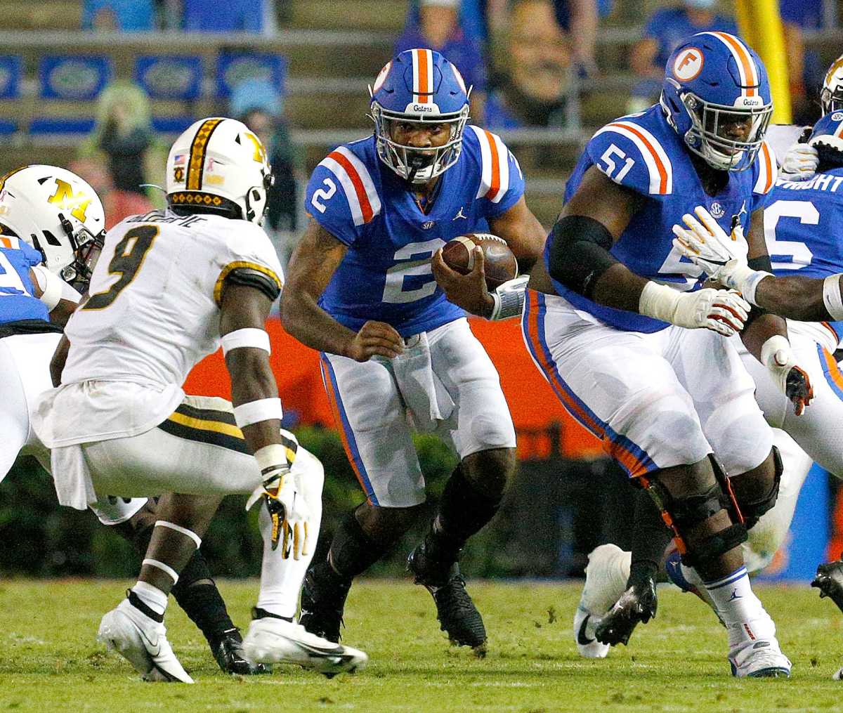 Oct 31, 2020; Gainesville, FL, USA; Florida quarterback Anthony Richardson (2) runs with the ball during a game against the Missouri Tigers at Ben Hill Griffin Stadium in Gainesville, Fla. Oct. 31, 2020. Mandatory Credit: Brad McClenny-USA TODAY NETWORK