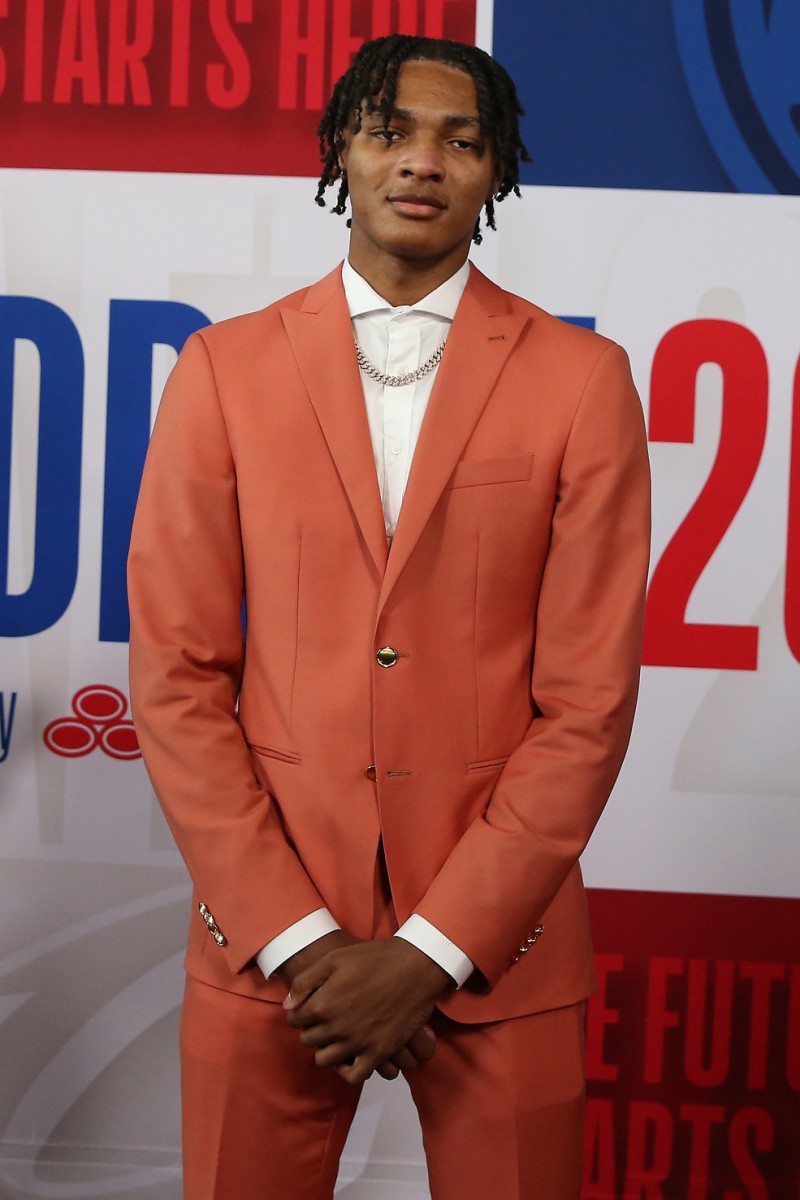 Noah Clowney (Alabama) arrives for the first round of the 2023 NBA Draft at Barclays Arena.