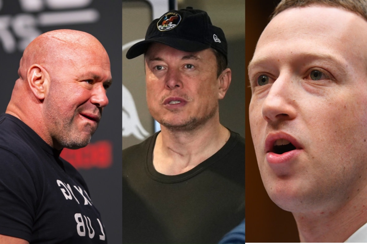 UFC President Dana White, Tesla CEO and Twitter Chairman Elon Musk, and Facebook (Meta) founder Mark Zuckerberg.