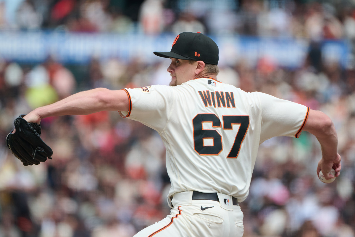 SF Giants pitcher Keaton Winn throws a pitch against the Arizona Diamondbacks during the fourth inning at Oracle Park on June 24, 2023.