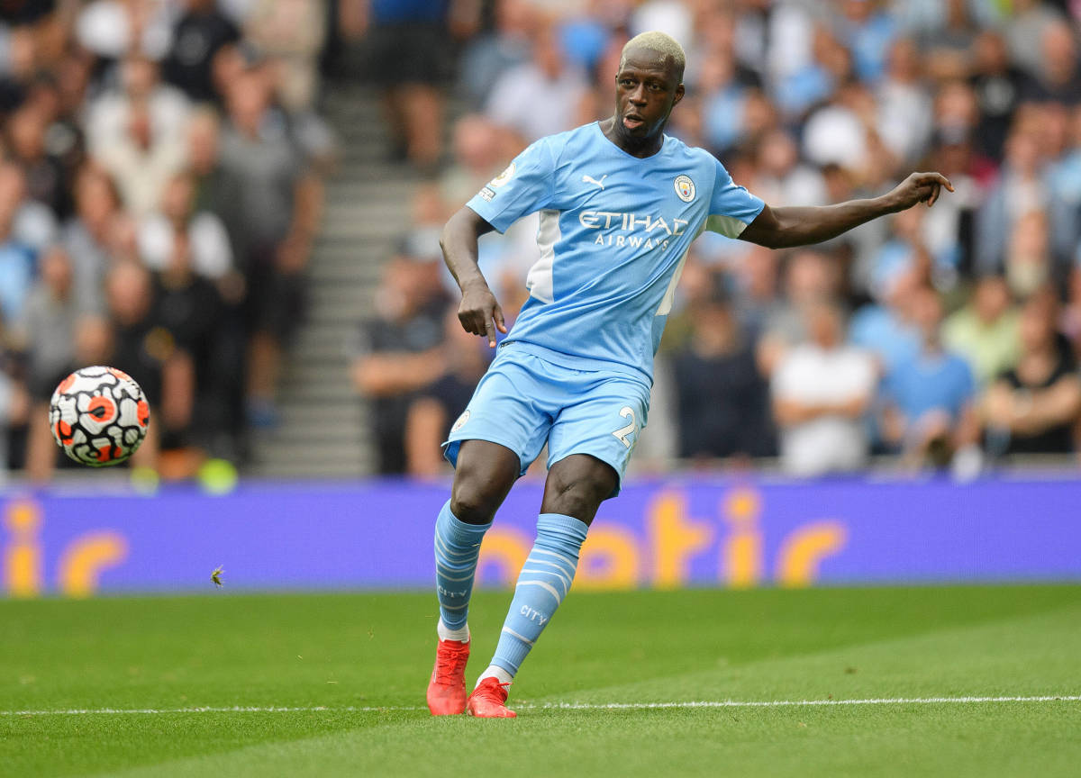 Benjamin Mendy pictured in August 2021 during what proved to be his final ever game for Manchester City - a 1-0 defeat at Tottenham Hotspur in the Premier League