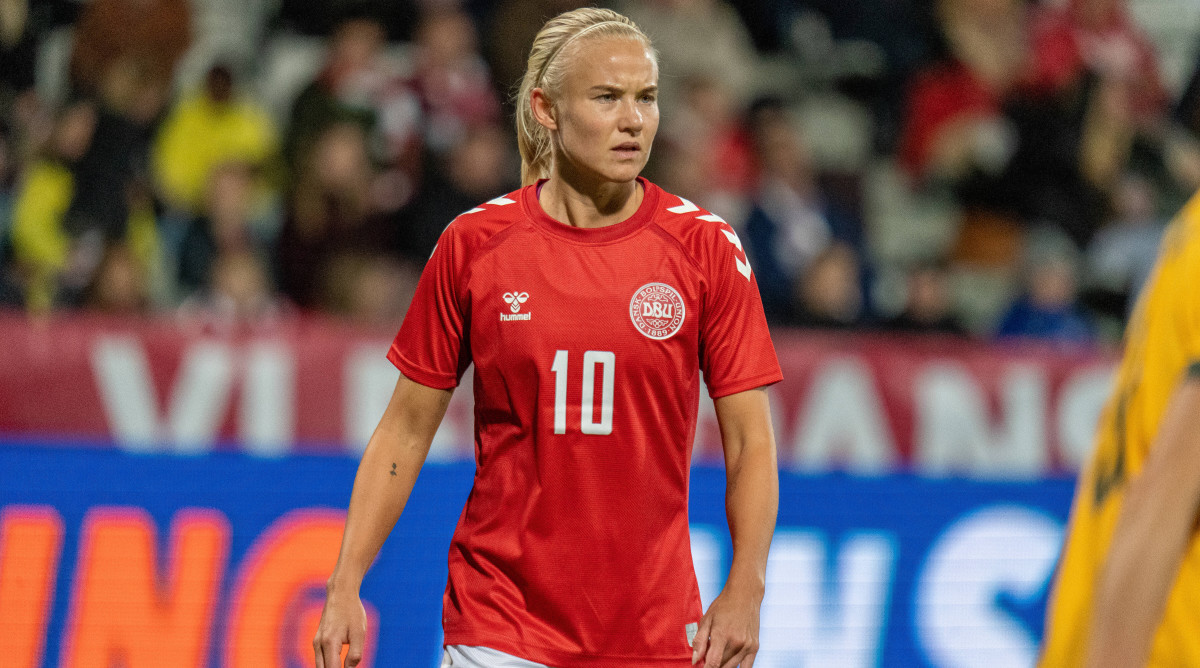 Denmark's Pernille Harder looks on during a friendly against Australia.