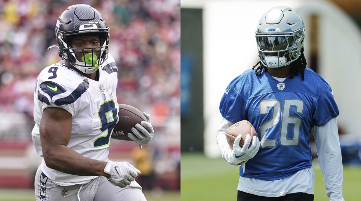 Seahawks running back Kenneth Walker III and Lions running back Jahmyr Gibbs
