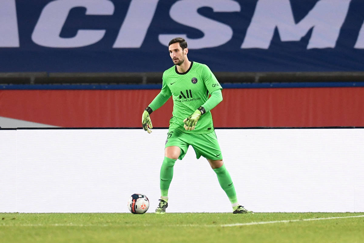 Sergio Rico pictured playing for Paris Saint-Germain against Montpellier in January 2021