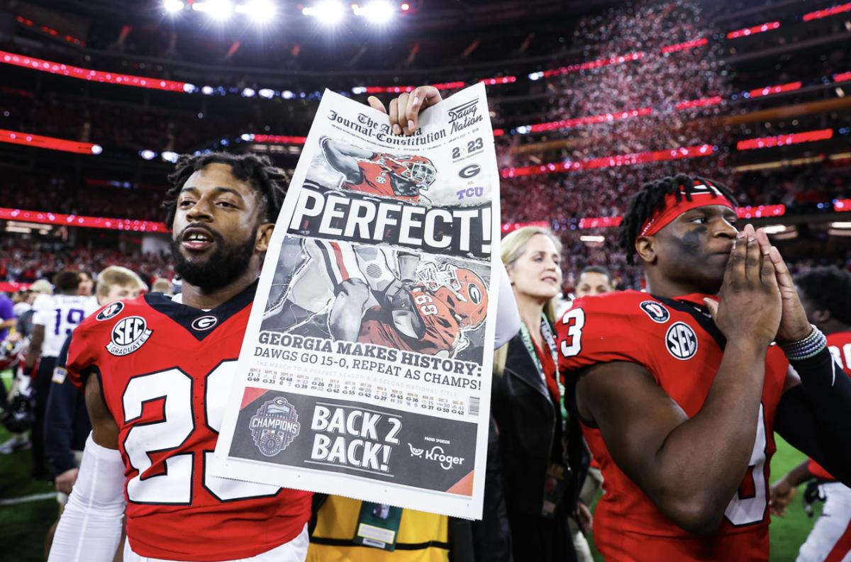 Georgia after winning the 2023 College Football Playoff National Championship at SoFi Stadium in Los Angeles, Calif. (Photo by Tony Walsh)