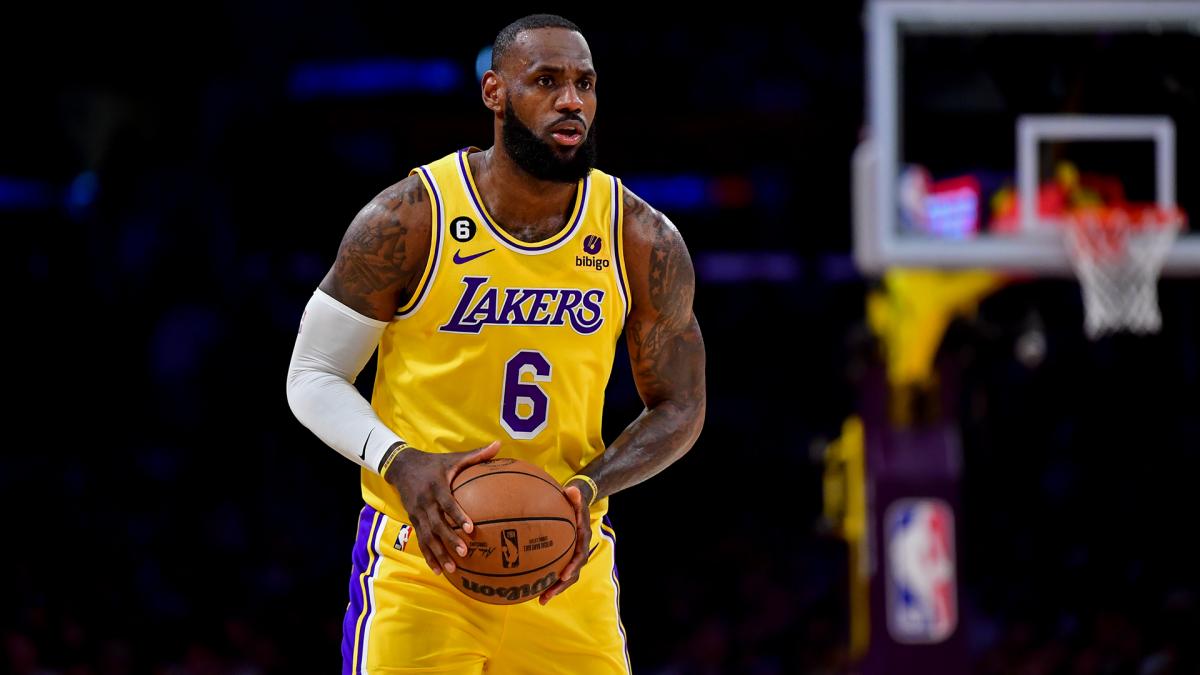 Los Angeles Lakers forward LeBron James looks to pass