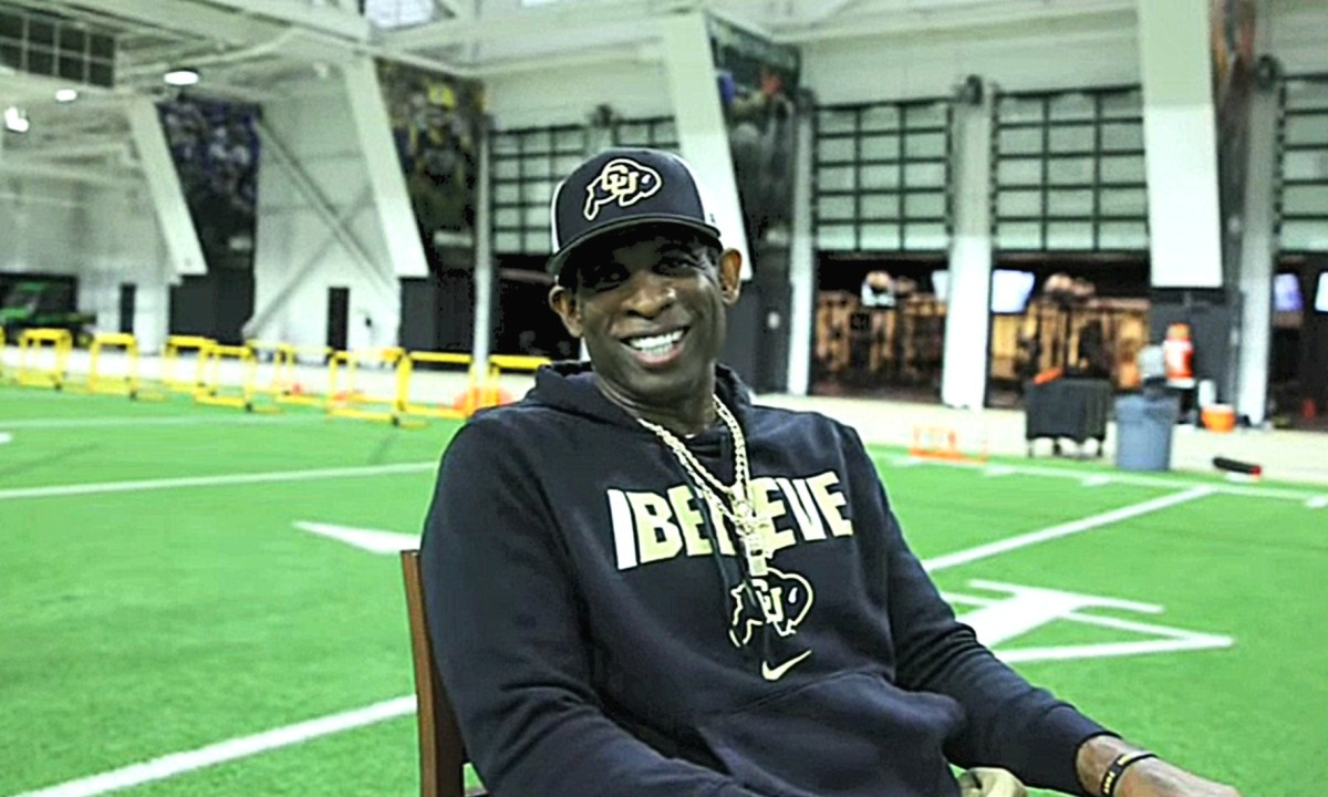 Deion Sanders observes practice at CU on Wednesday, July 5th