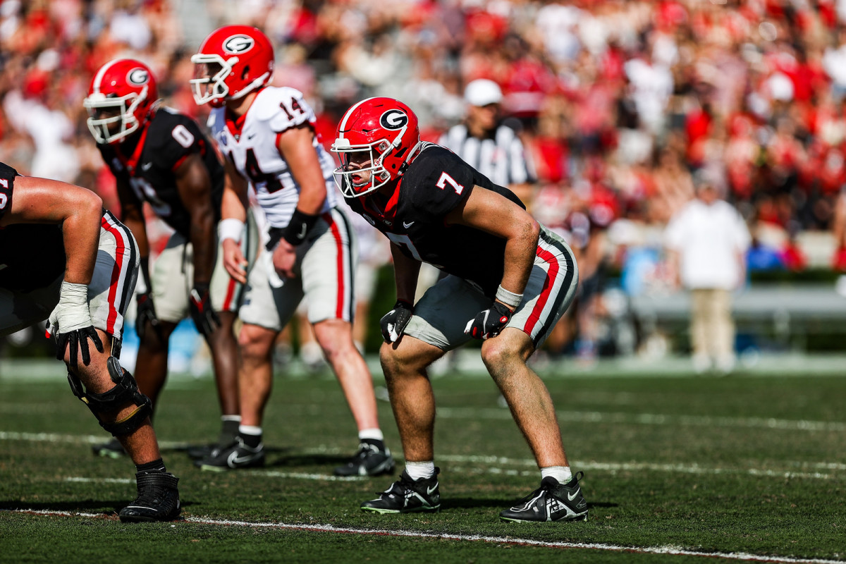 Georgia tight end Lawson Luckie (7) during Georgia’s annual G-Day scrimmage on Dooley Field at Sanford Stadium in Athens, Ga., on Saturday, April 15, 2023. (Tony Walsh/UGAAA)