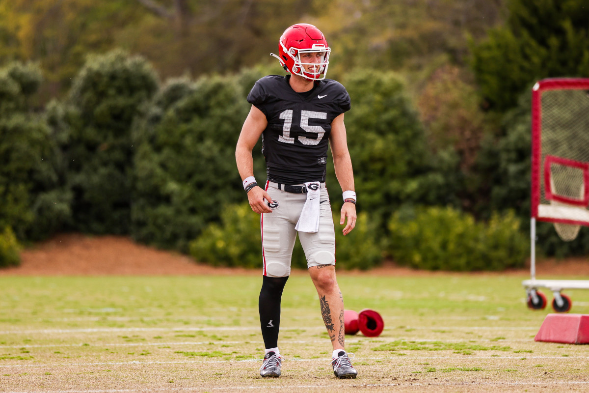 Carson Beck during a practice at the University of Georgia
