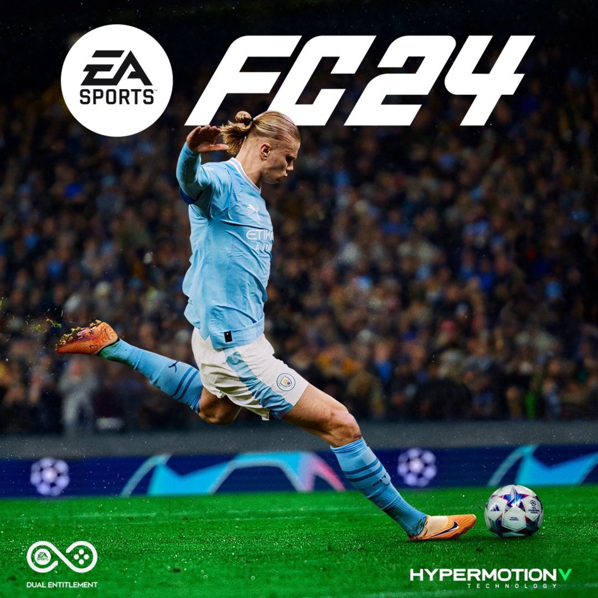 Erling Haaland pictured on the front cover of EA Sports' FC 24 video game