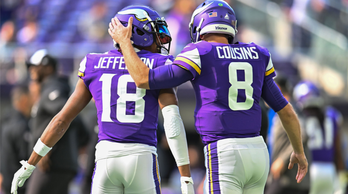 Vikings receiver Justin Jefferson is waiting on a contract extension while quarterback Kirk Cousins will be playing out the final year of his deal.