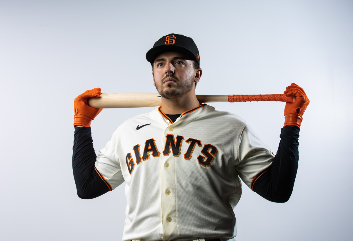 SF Giants infielder Colton Welker poses for a portrait during photo day at Scottsdale Stadium. (2023)