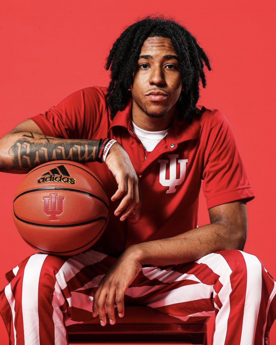 Five-star point guard Boogie Fland pictured in the cream and crimson during his official visit to Indiana from June 13-15. 