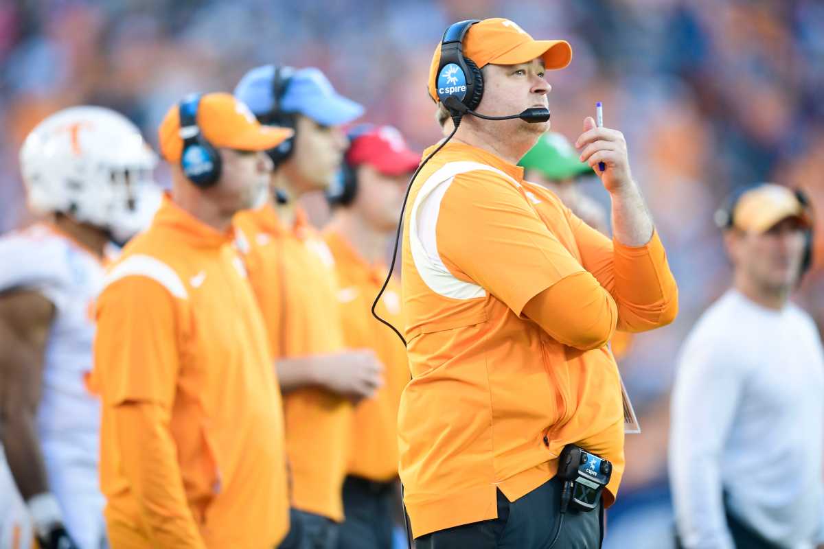 Tennessee HC Josh Heupel during the Music City Bowl against Purdue in Nashville, Tennessee, on December 31, 2022. (Photo by Calvin Mattheis)