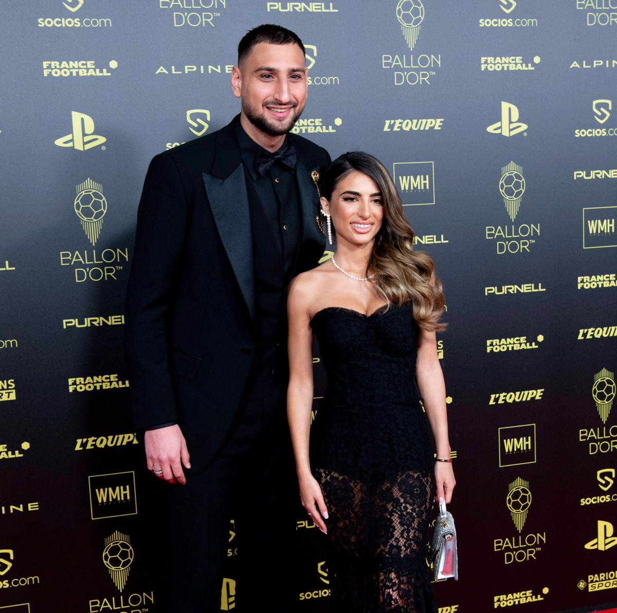 Gianluigi Donnarumma and girlfriend Alessia Elefante pictured in 2021 at the Ballon d'Or awards ceremony