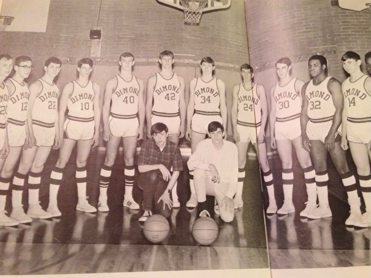 Chuck Elsey (#42) and brother, Neil (#40), at Dimond HS in Anchorage, AK.