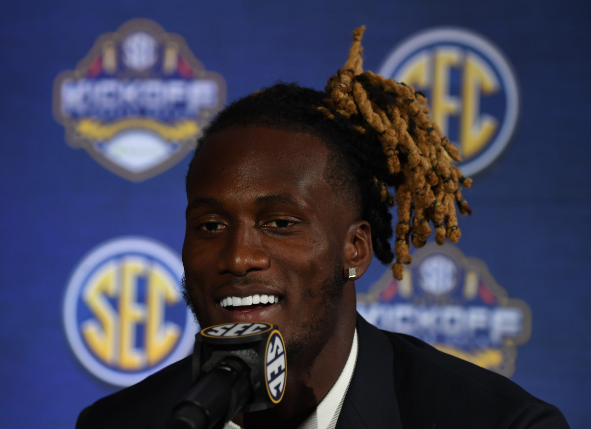 Tennessee Volunteers QB Joe Milton III during SEC Media Days on July 20th, 2023, in Nashville, Tennessee. (Photo by Christopher Hanewinckel of USA Today Sports)