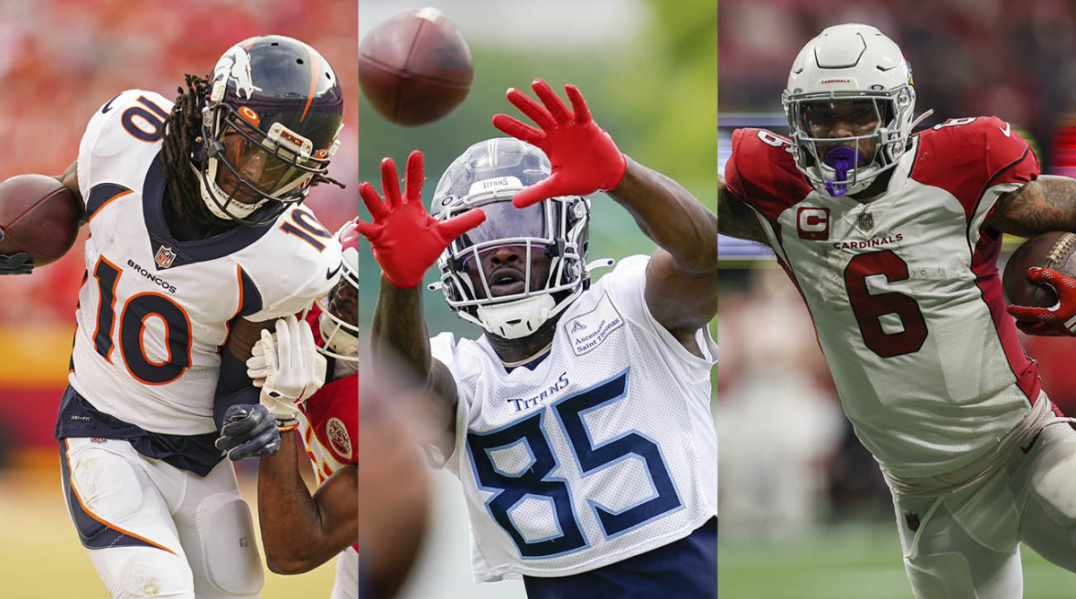 Broncos wide receiver Jerry Jeudy, Titans tight end Chigoziem Okonkwo and Cardinals running back James Conner