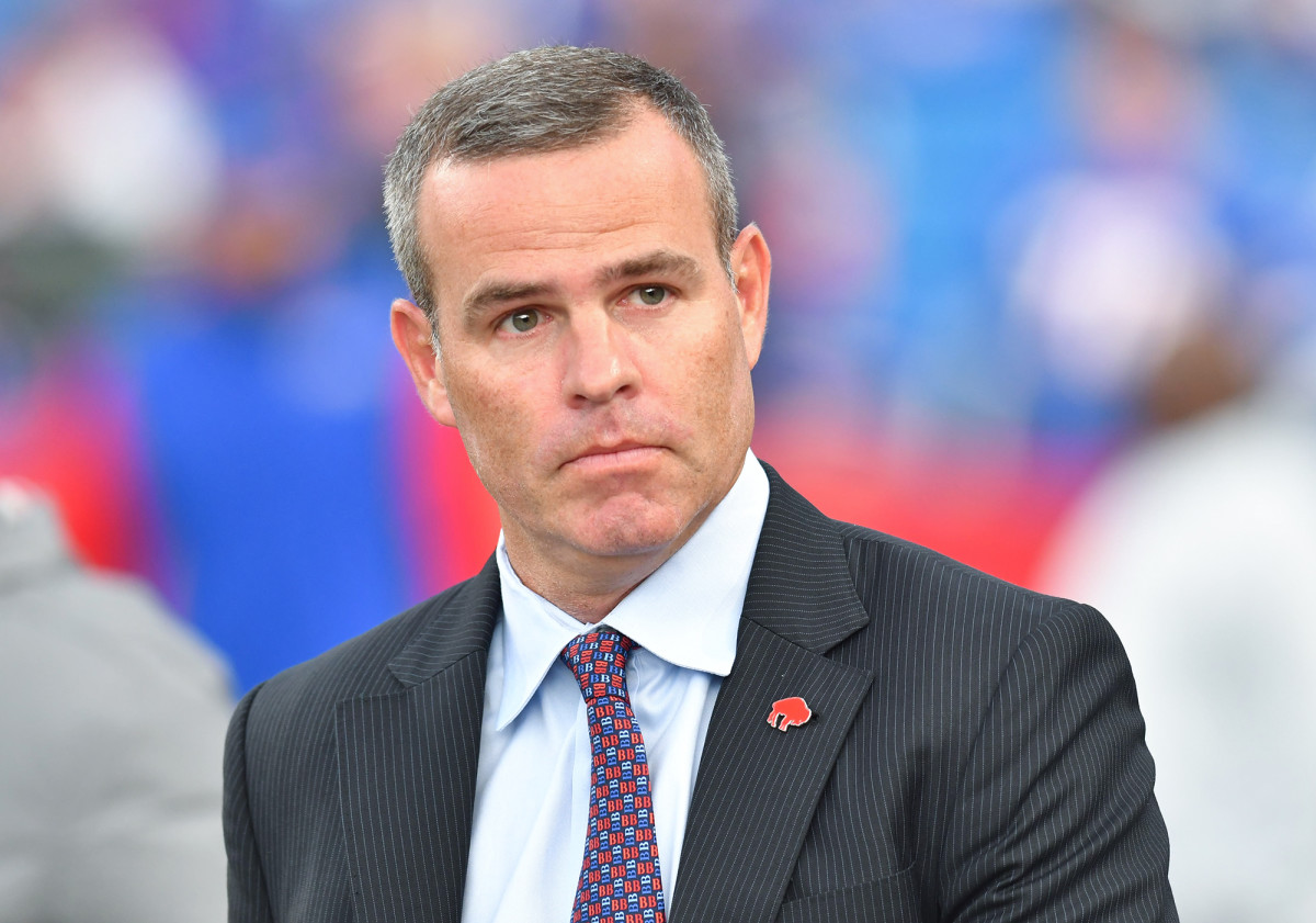 Bills GM Brandon Beane wearing a suit