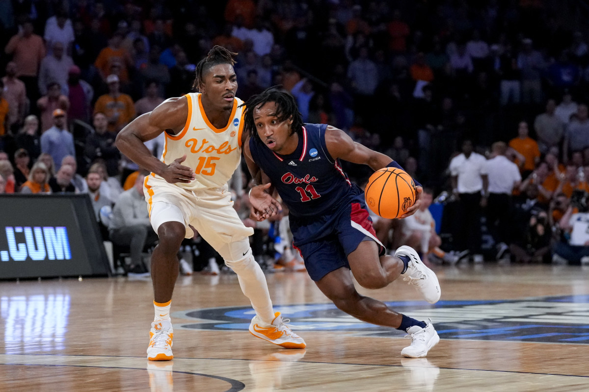 Tennessee G Jahmai Mashack during the Elite 8 of the NCAA Tournament in New York City, New York, on March 23, 2023. (Photo by Robert Deutsch of USA Today Sports)