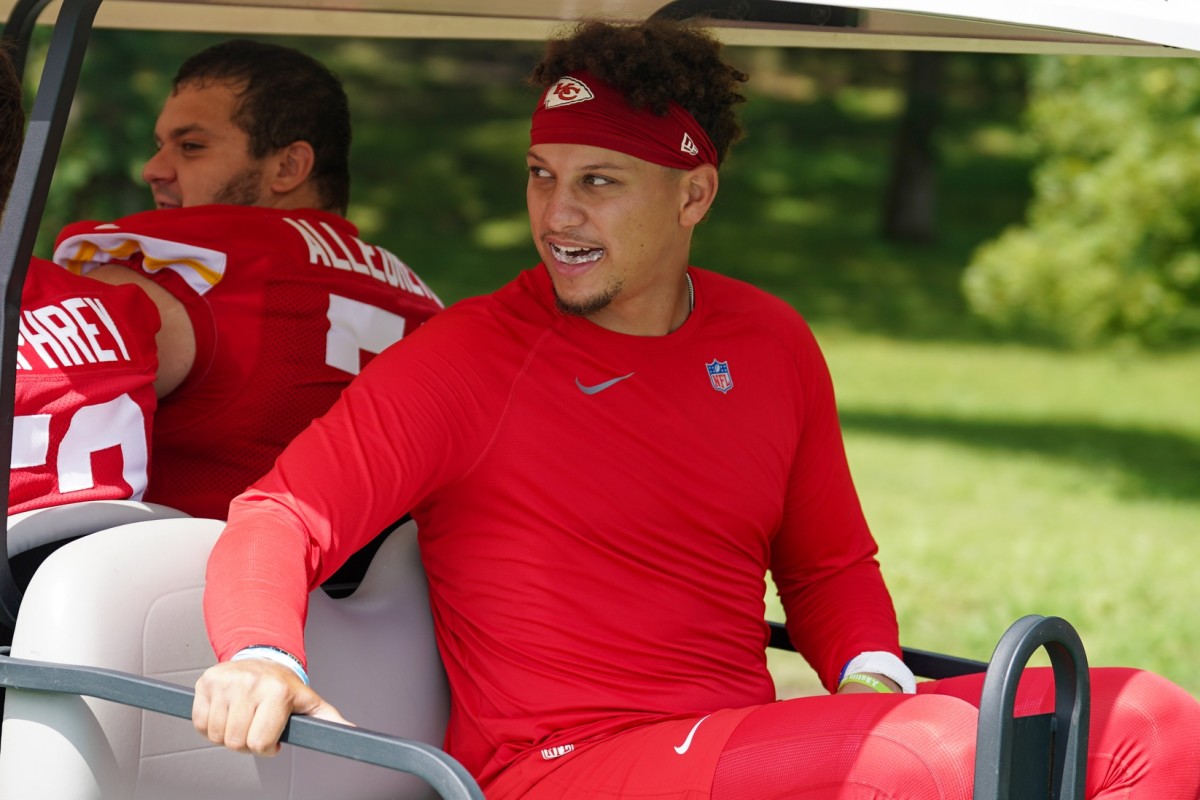 Chiefs quarterback Patrick Mahomes at 2023 training camp.