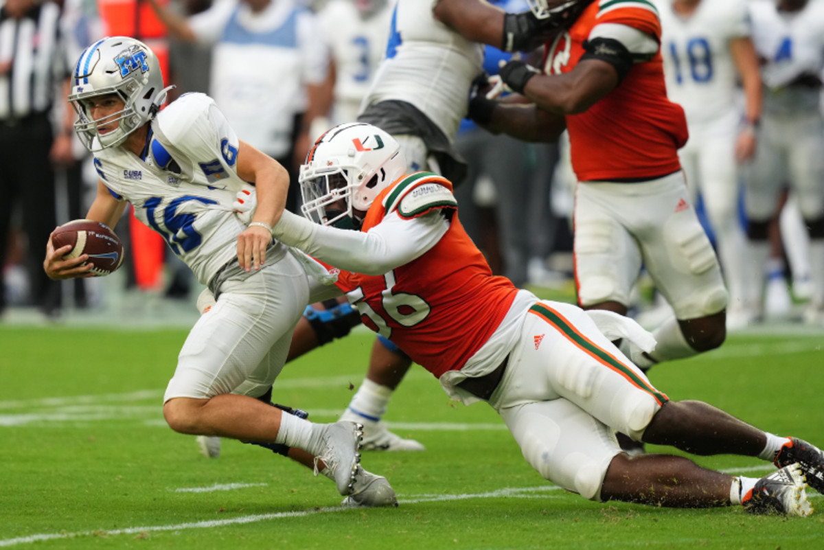 Miami defensive lineman Leonard Taylor III