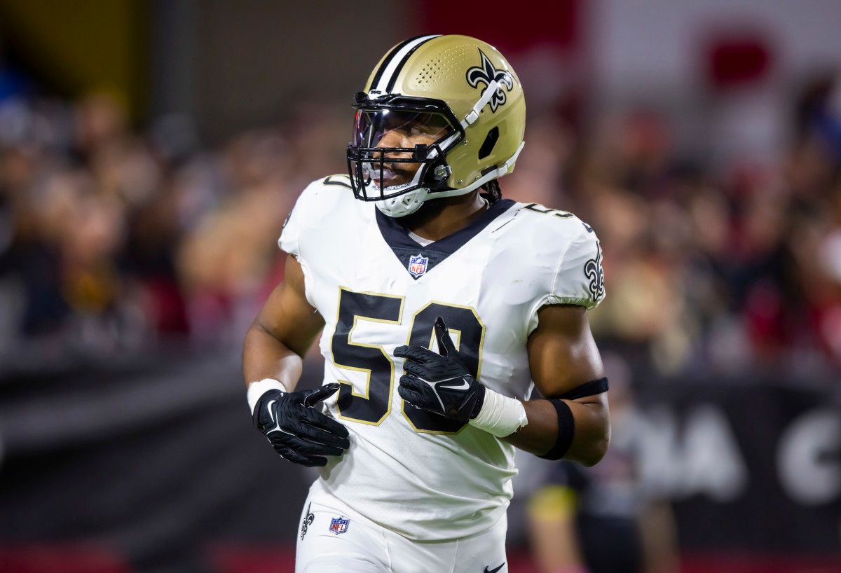 New Orleans Saints linebacker Andrew Dowell (50) against the Arizona Cardinals