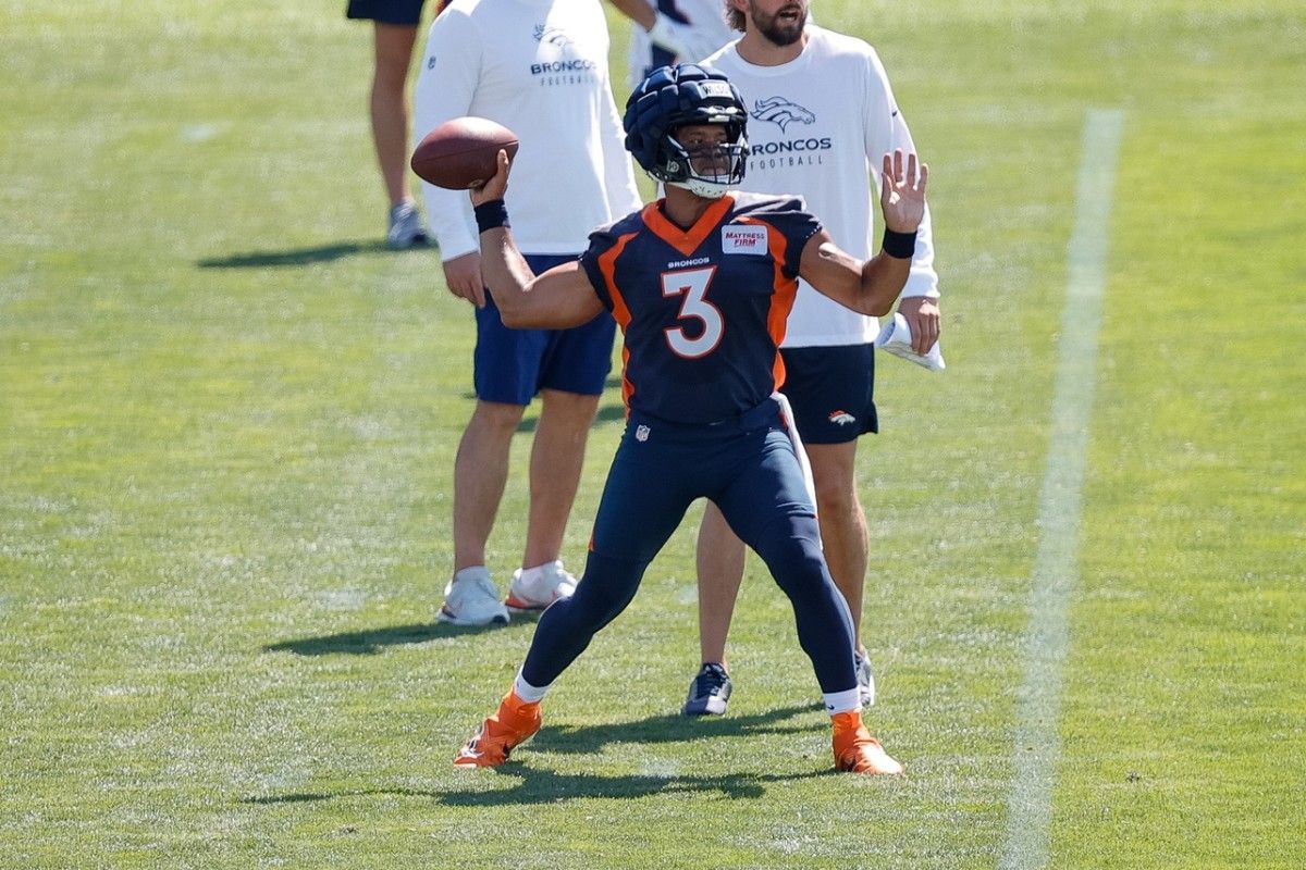 Denver Broncos quarterback Russell Wilson (3) during training camp at Centura Health Training Center.