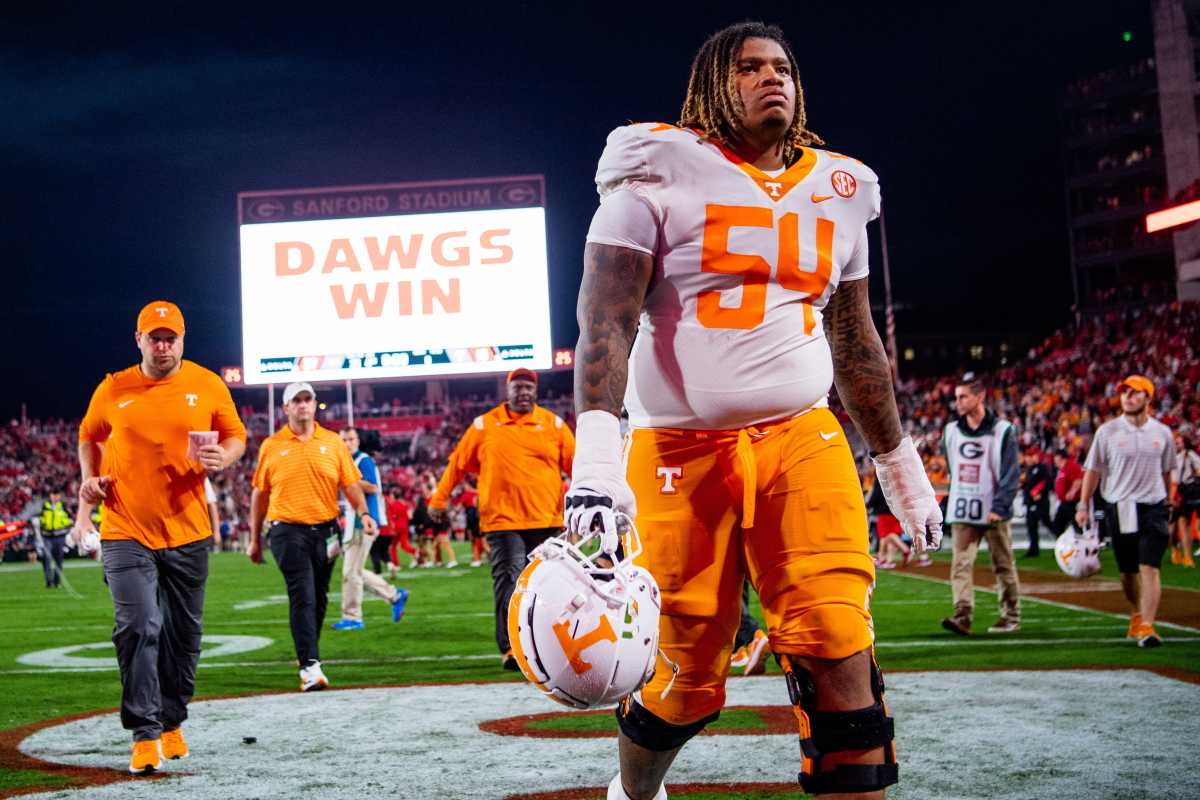 Tennessee OL Gerald Mincey after the game against Georgia in Athens, Georgia, on November 5, 2022. (Photo by Brianna Paciorka of USA Today Sports)