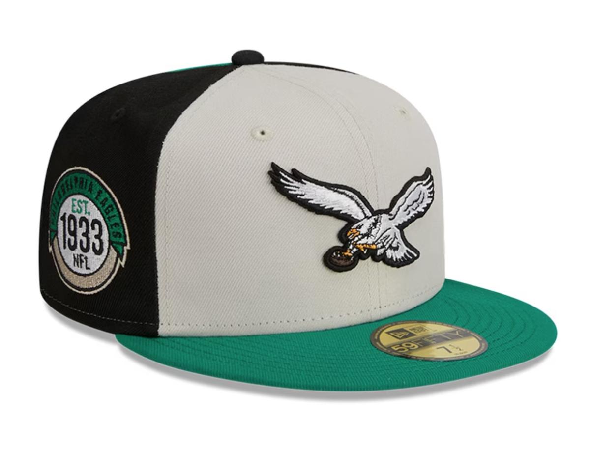 Philadelphia Eagles New Era 2023 Sideline Historic 59FIFTY Fitted Hat - Cream/Kelly Green