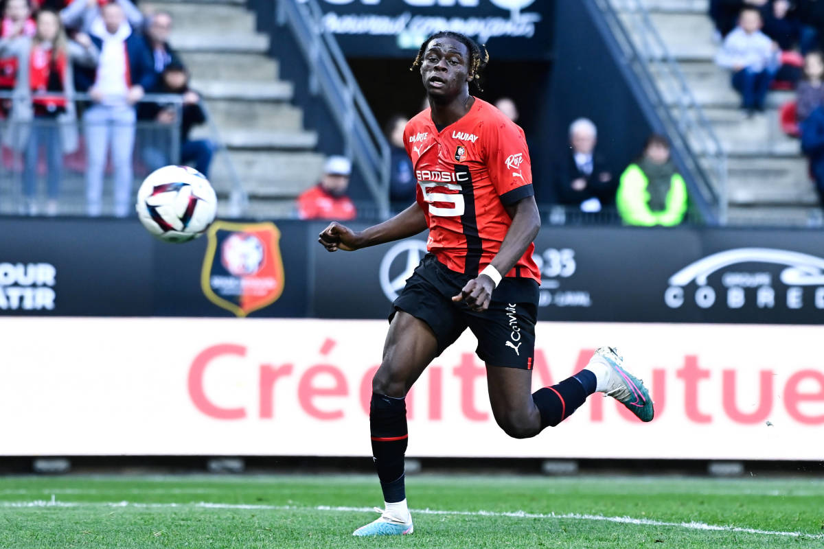 Lesley Ugochukwu pictured playing for Rennes in Ligue 1 during the 2022/23 season