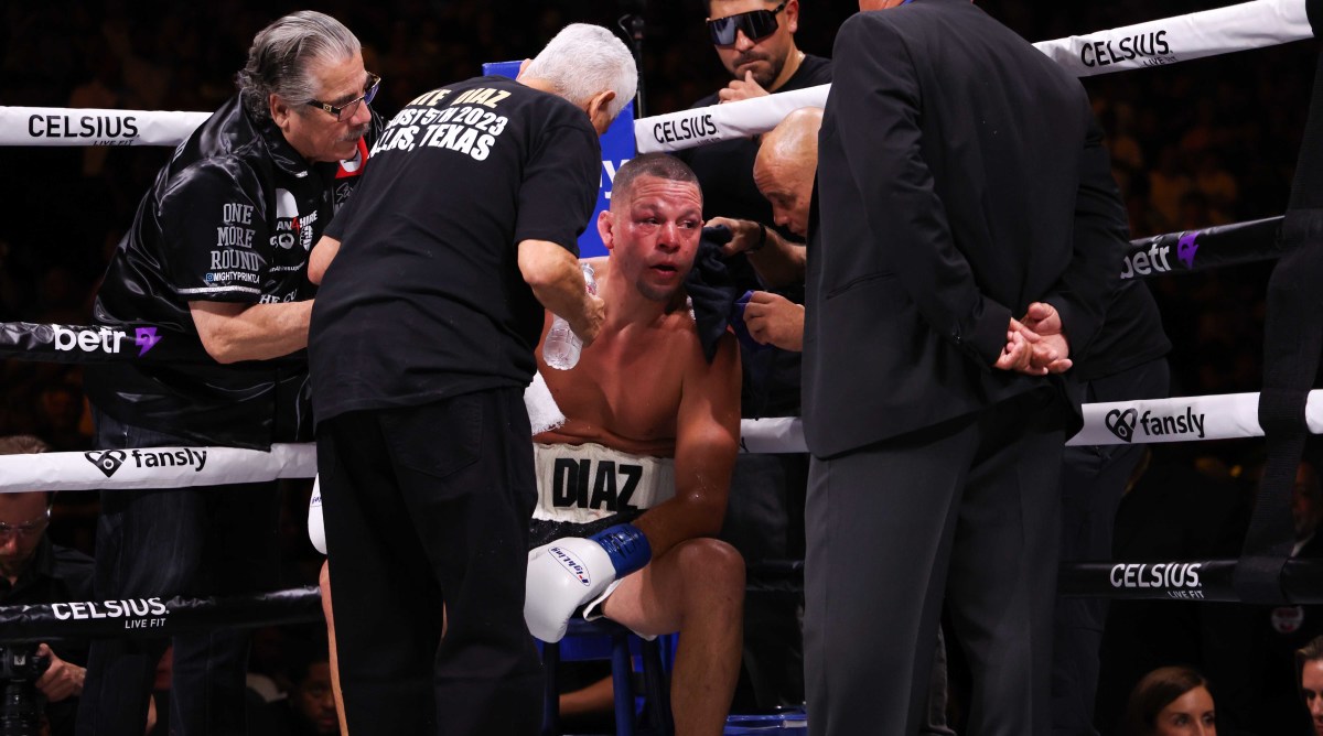 Nate Diaz during his fight with Jake Paul.