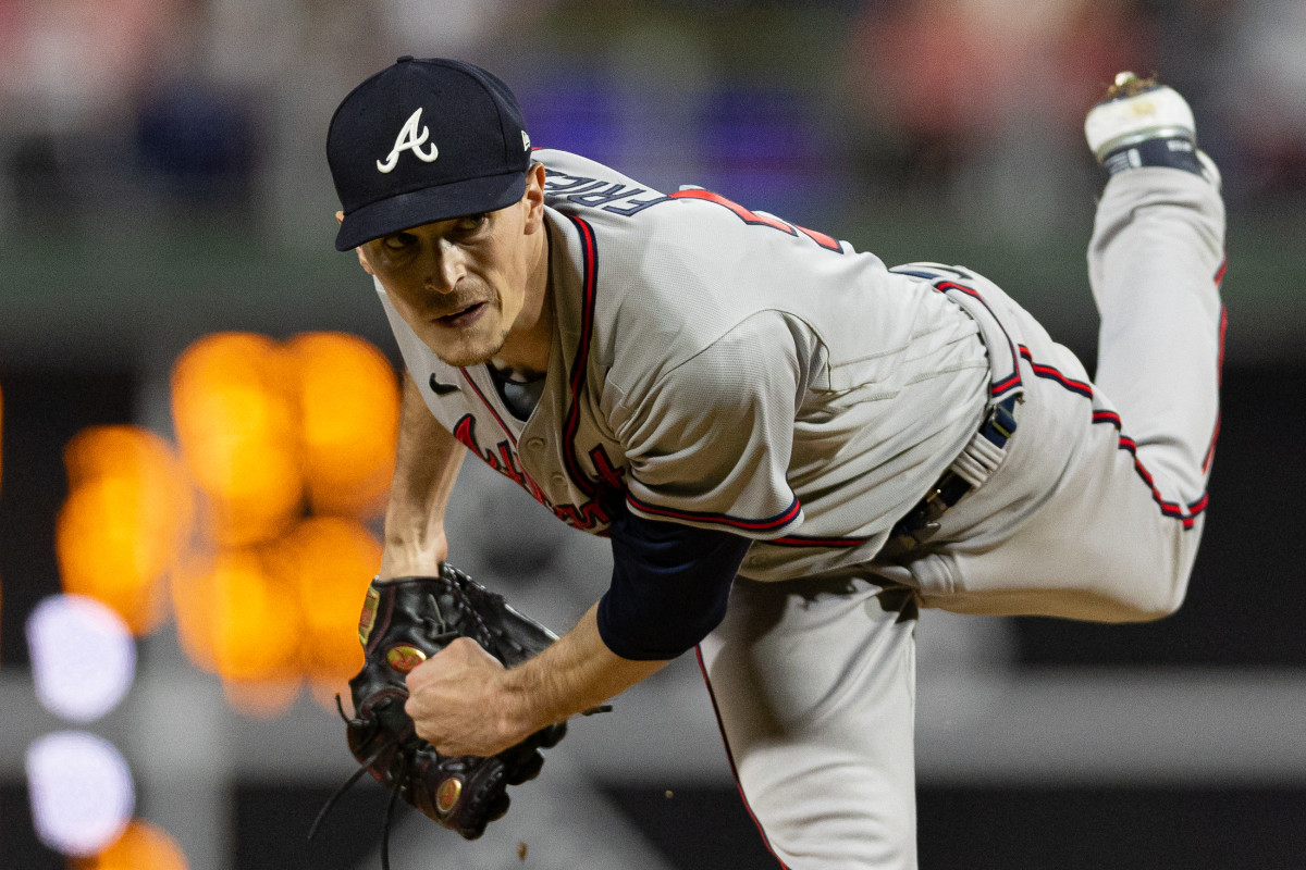 Sep 22, 2022; Philadelphia, Pennsylvania, USA; Atlanta Braves starting pitcher Max Fried (54) throws a pitch during the second inning against the Philadelphia Phillies at Citizens Bank Park.