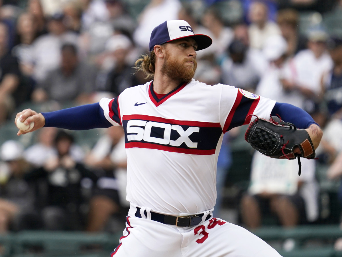 Chicago White Sox starting pitcher Michael Kopech throws against the New York Yankees during the first inning of a baseball game in Chicago, Sunday, May 15, 2022.