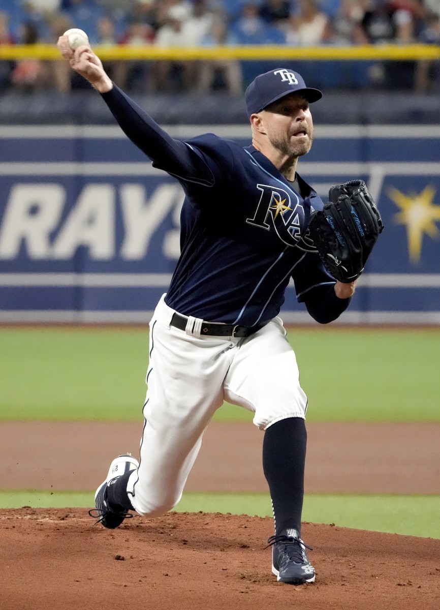 Tampa Bay Rays starting pitcher Corey Kluber (28) throws a pitch during the first inning against the St. Louis Cardinals at Tropicana Field. (Dave Nelson-USA TODAY Sports)
