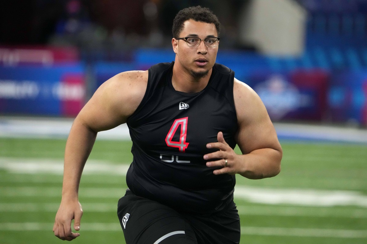 Mar 5, 2022; Indianapolis, IN, USA; Arizona State defensive lineman DJ Davidson (DL04) during the 2022 NFL Scouting Combine at Lucas Oil Stadium.