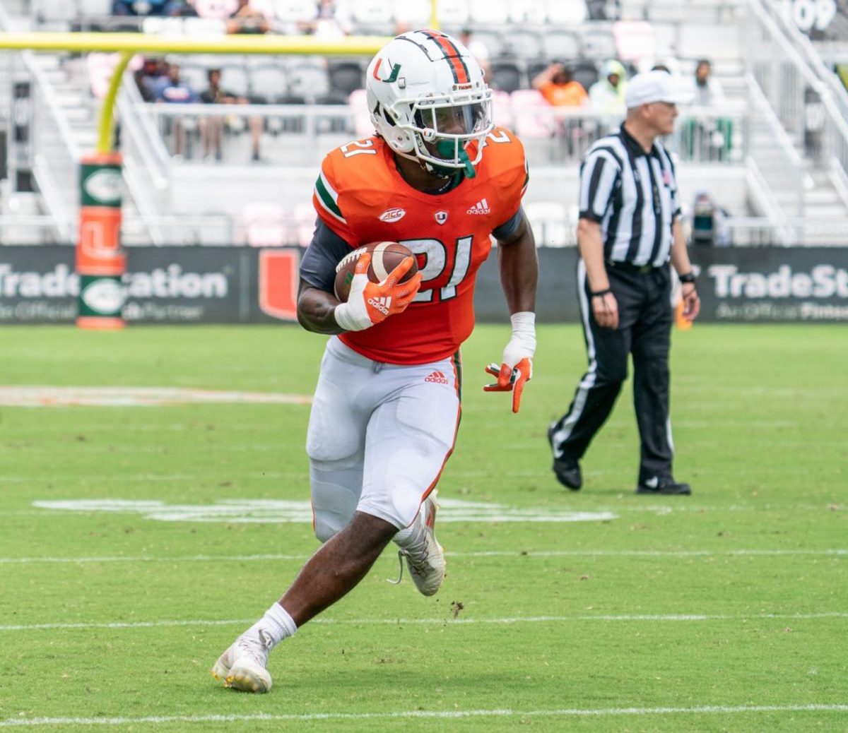 Third-year sophomore Henry Parrish Jr. looking comfortable with Hurricanes in spring game.