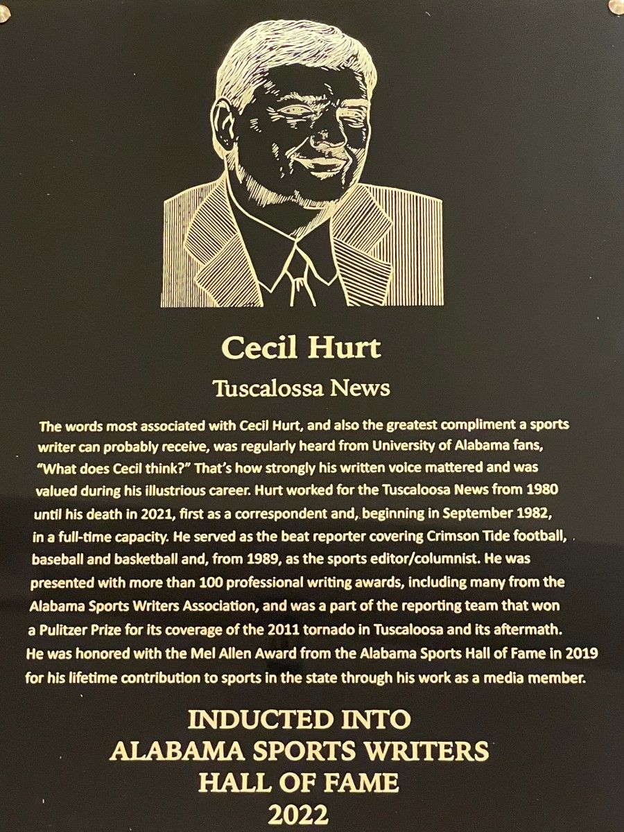 Cecil Hurt Hall of Fame plaque