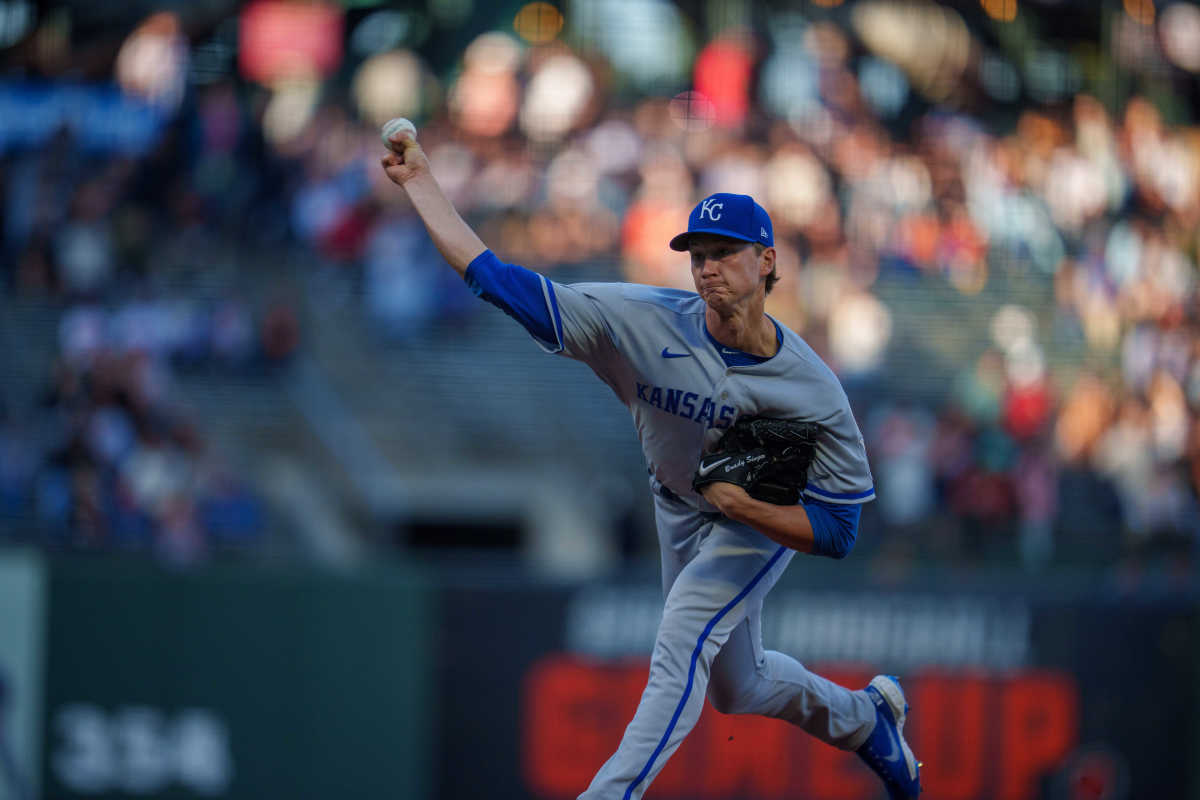 Jun 13, 2022; San Francisco, California, USA; Kansas City Royals starting pitcher Brady Singer (51) delivers a pitch during the first inning against the San Francisco Giants at Oracle Park. Mandatory Credit: Neville E. Guard-USA TODAY Sports