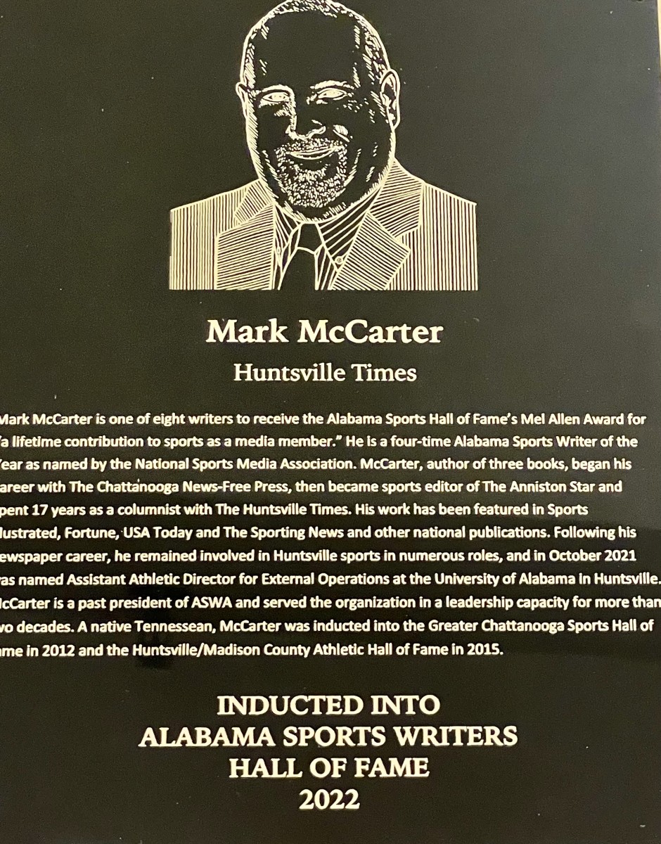 Mark McCarter Hall of Fame plaque