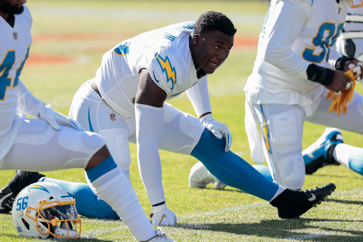 Nov 1, 2020; Denver, Colorado, USA; Los Angeles Chargers linebacker Kenneth Murray Jr. (56) before the game against the Denver Broncos at Empower Field at Mile High. Mandatory Credit: Isaiah J. Downing-USA TODAY Sports