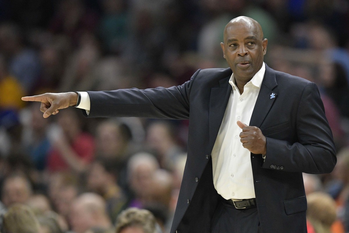 Cleveland Cavaliers head coach Larry Drew reacts in the second quarter against the San Antonio Spurs at Quicken Loans Arena.