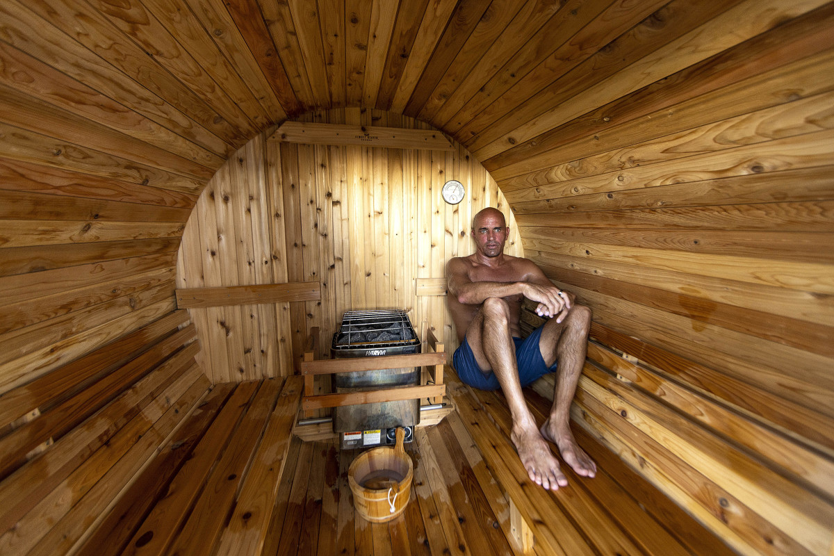 In his backyard sauna, Slater fights off 30 years of pain.