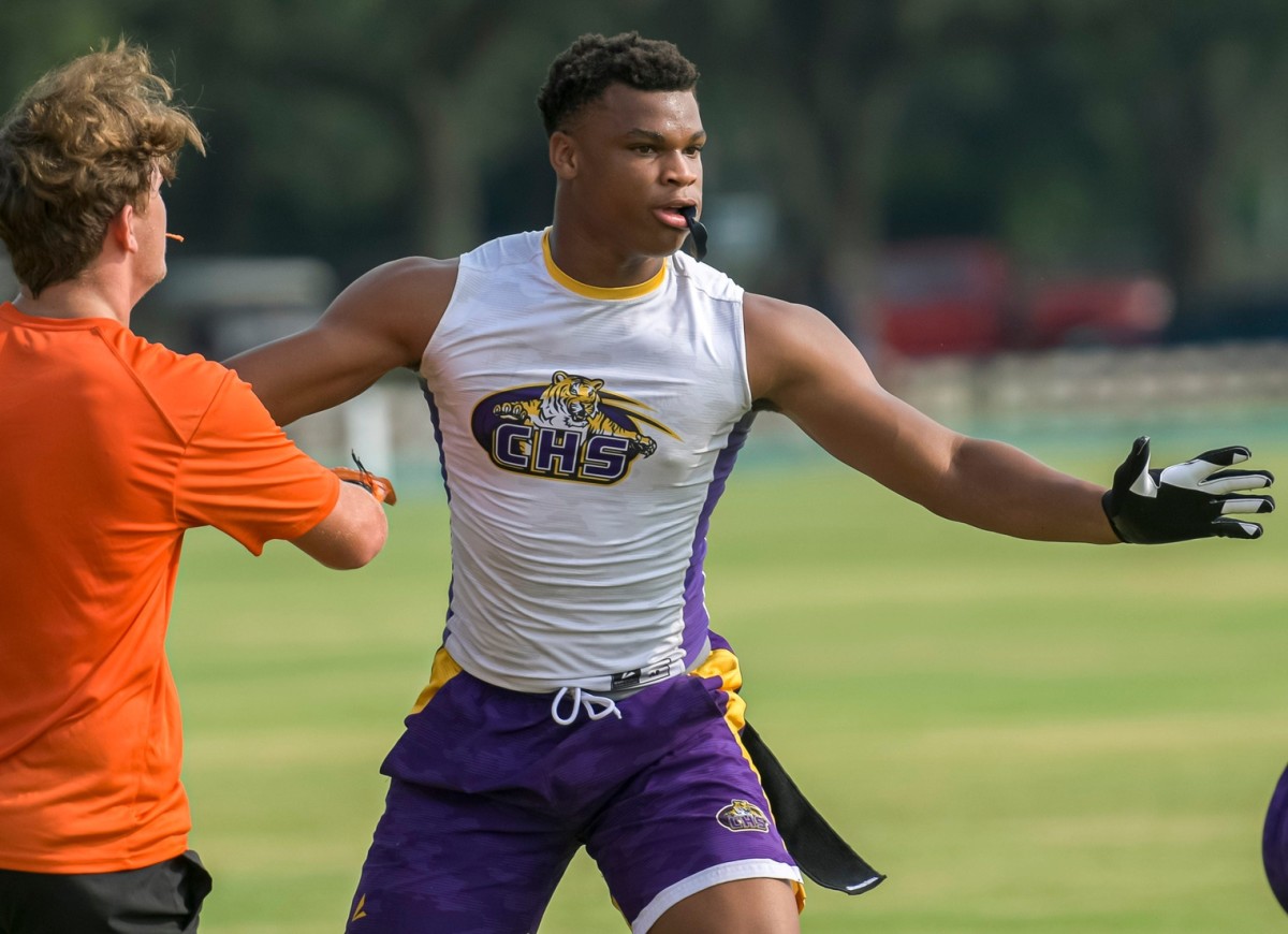Columbia High School Tigers Amare Ferrell plays defense at the Florida High School 7v7 Association state championship in The Villages on Friday, June 24, 2022.