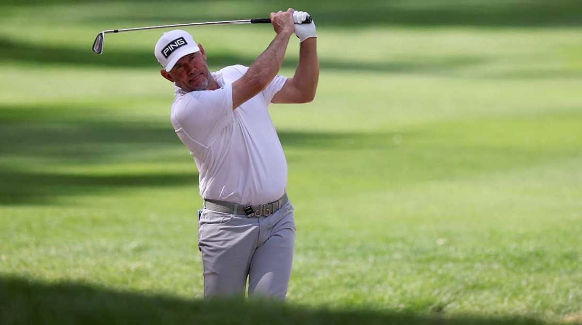 Lee Westwood is pictured at the LIV Golf inaugural event in June 2022 at London's Centurion Club.